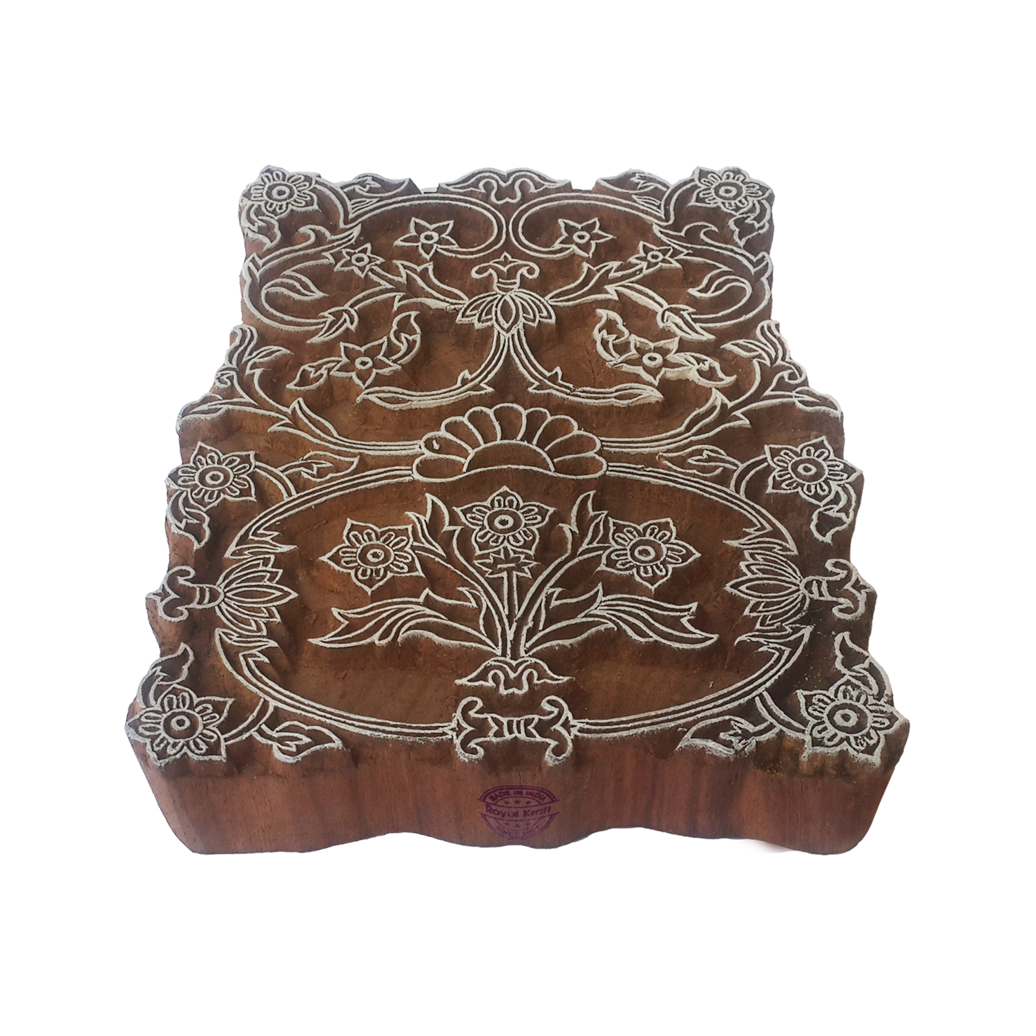 Intricate Border Floral Pattern Big Wooden Stamp
