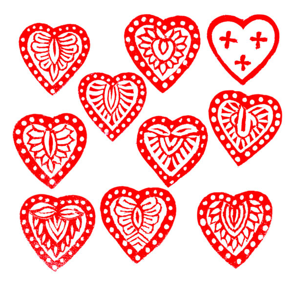 Heart Wooden Stamps - Set