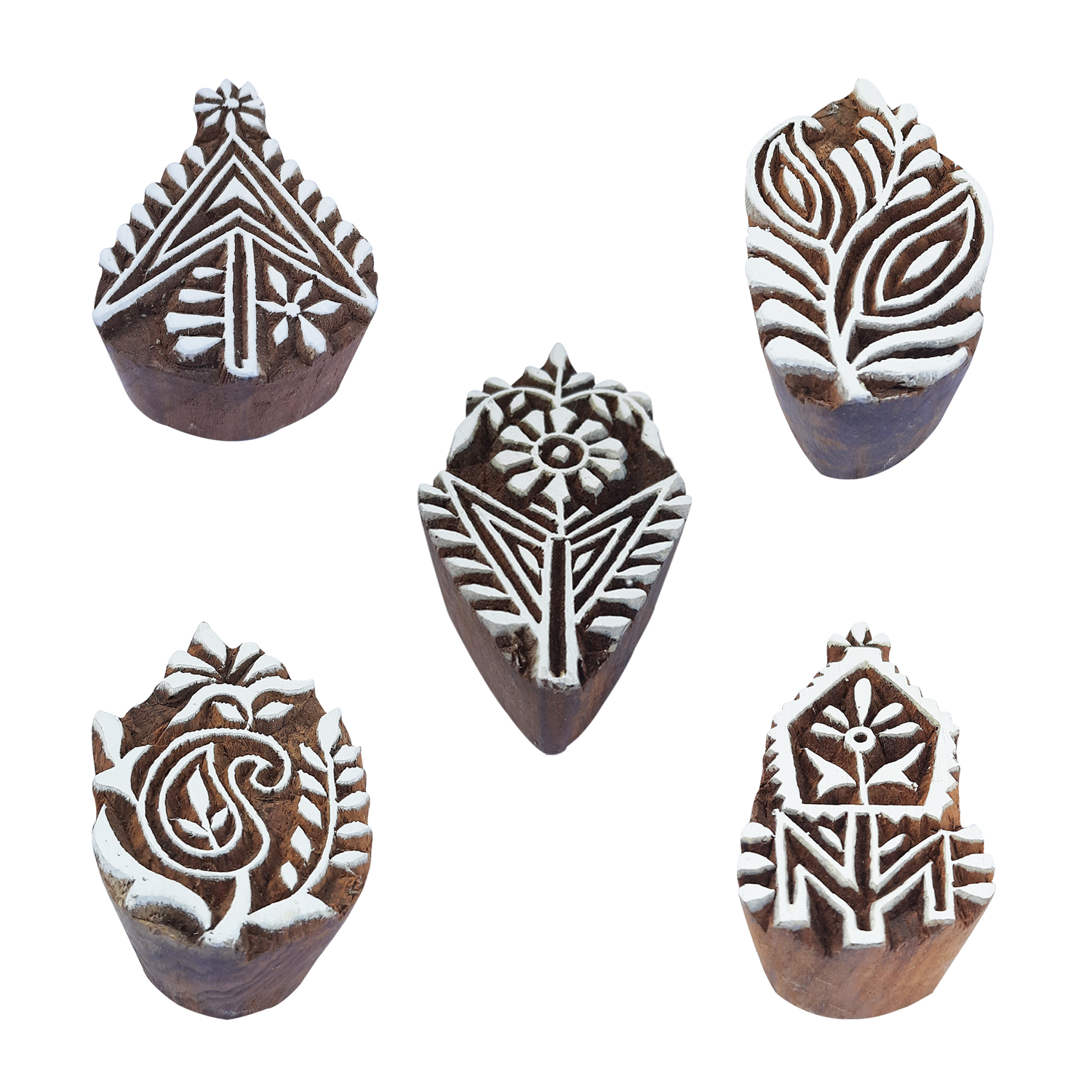 Royal Kraft Assorted Wooden Printing Stamps (Set of 5)