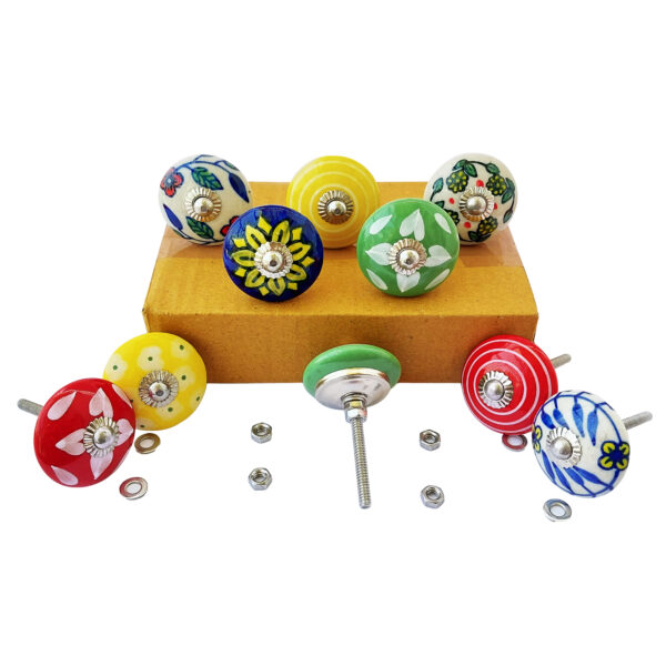Vintage Hand Painted Ceramic Pull Knobs for Kitchen Cabinet, Door & Drawer, Wardrobe, Cupboard (Set of 10) - Image 2